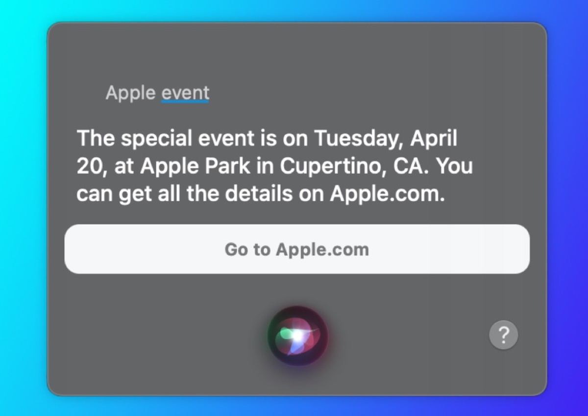 Evento Speciale Apple il 20 aprile, lo dice Siri