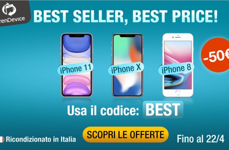 Best Seller, Best Price! iPhone 11, X e 8 scontati di 50€ su TrenDevice