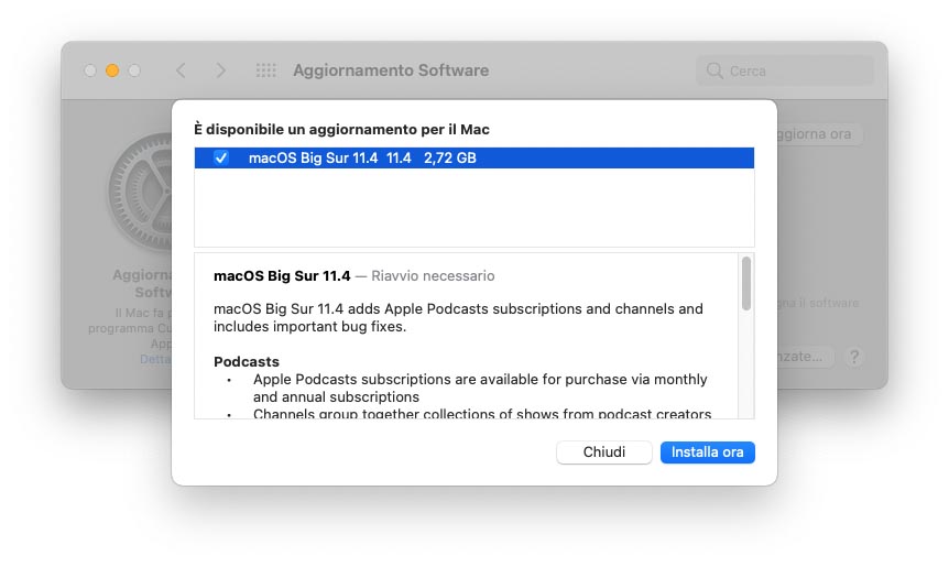 Release candidate di macOS 11.4 agli sviluppatori