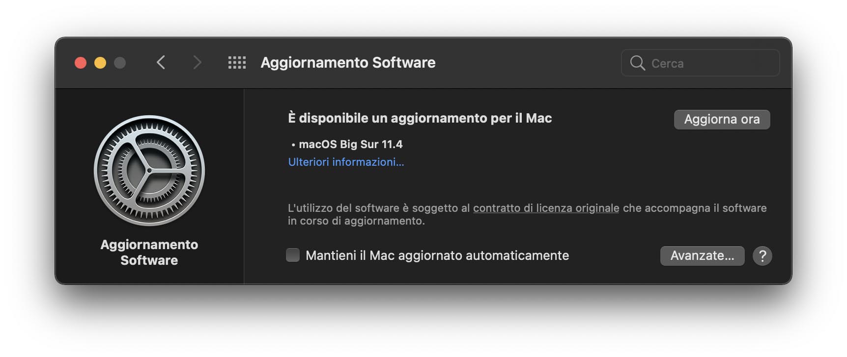 Disponibile aggiornamento a macOS Big Sur 11.4