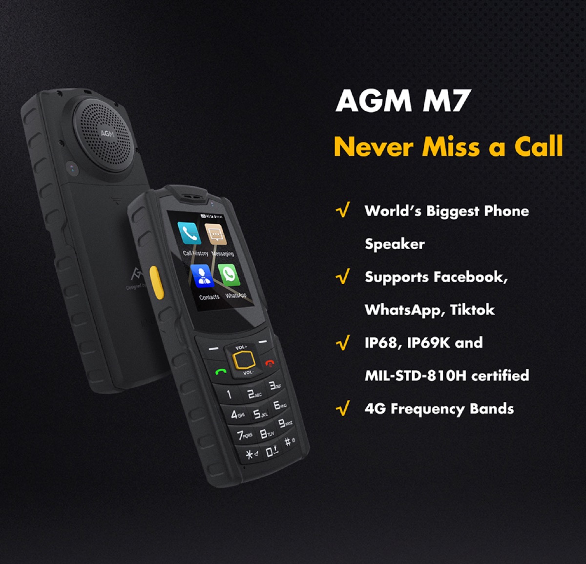 AGM M7 è il telefono per chi ha problemi di udito, in sconto con codice a 81,18 euro