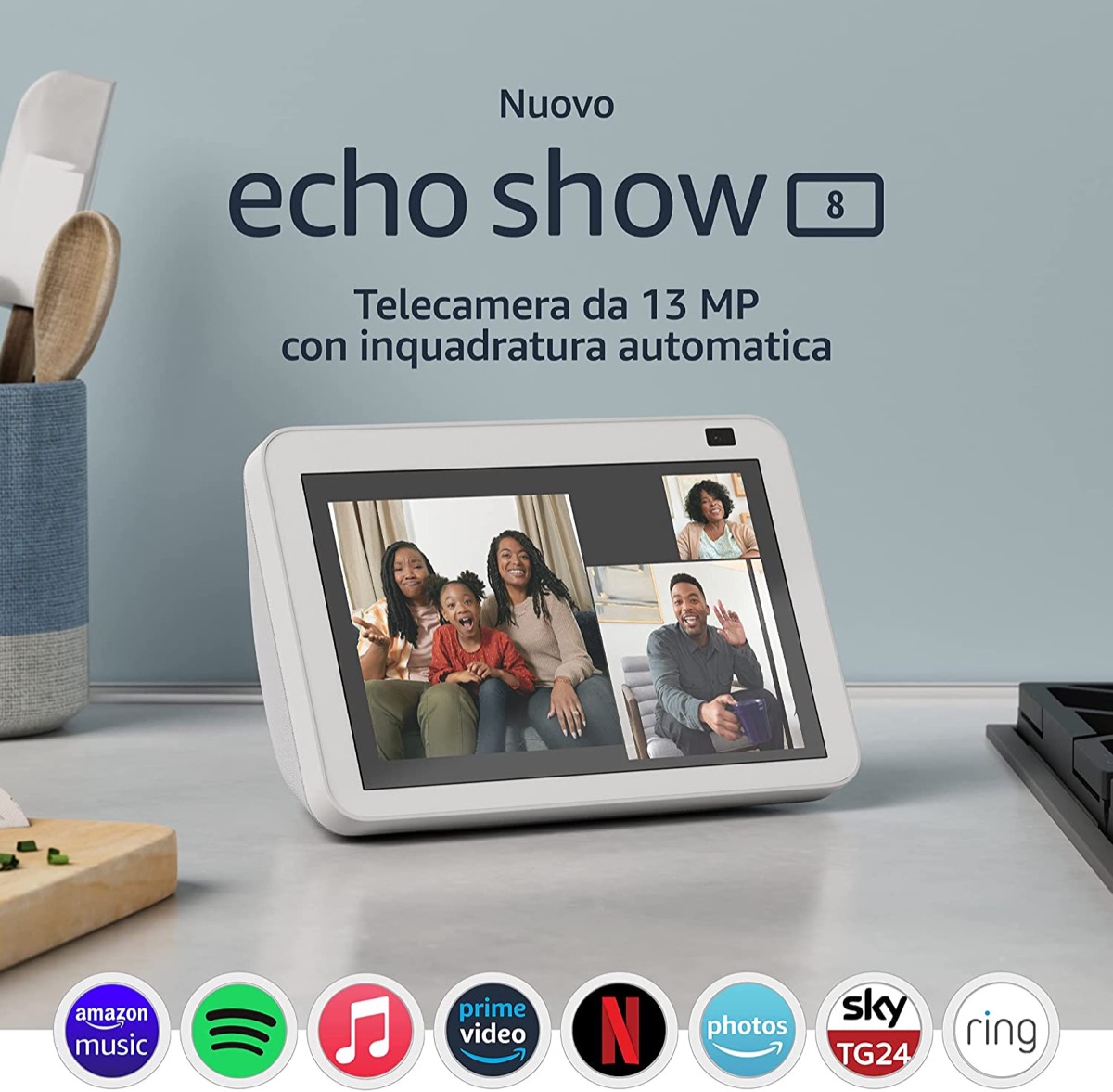 Il nuovo Echo Show 8 di Amazon vi seguirà per la stanza