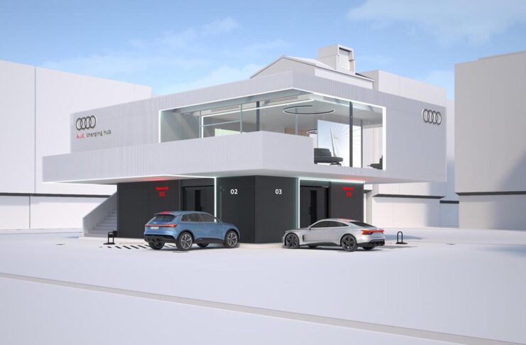 Audi, progetto pilota per lounge di ricarica rapida