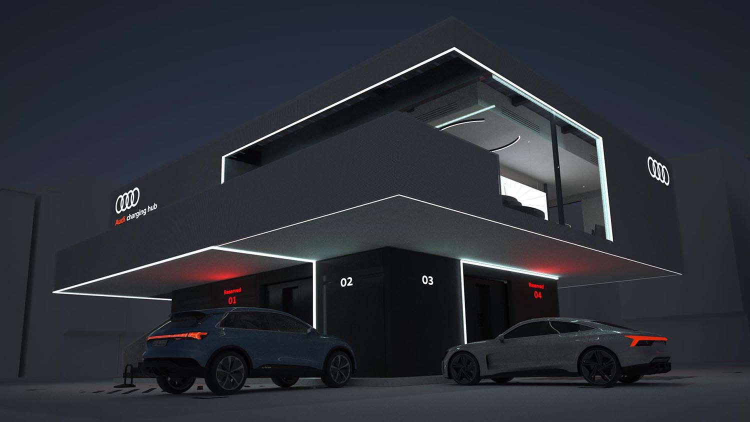 Audi, progetto pilota per lounge di ricarica rapida