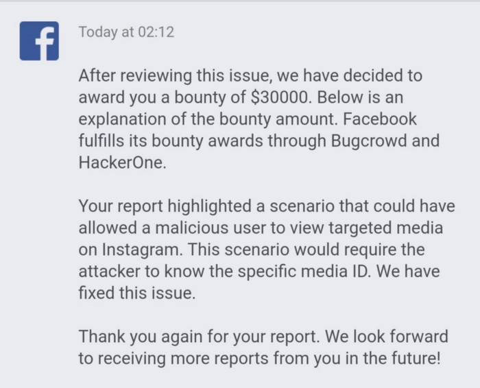 Facebook, ricompensa da 30.000$ per un bug che riguardava Instagram
