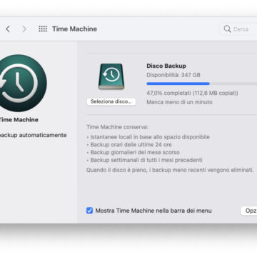 macOS Monterey più preciso nella stima del tempo di backup con Time Machine