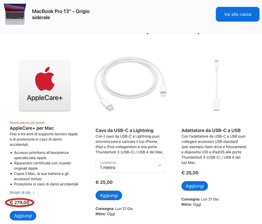 Apple riduce i prezzi AppleCare+ per MacBook Air e Pro