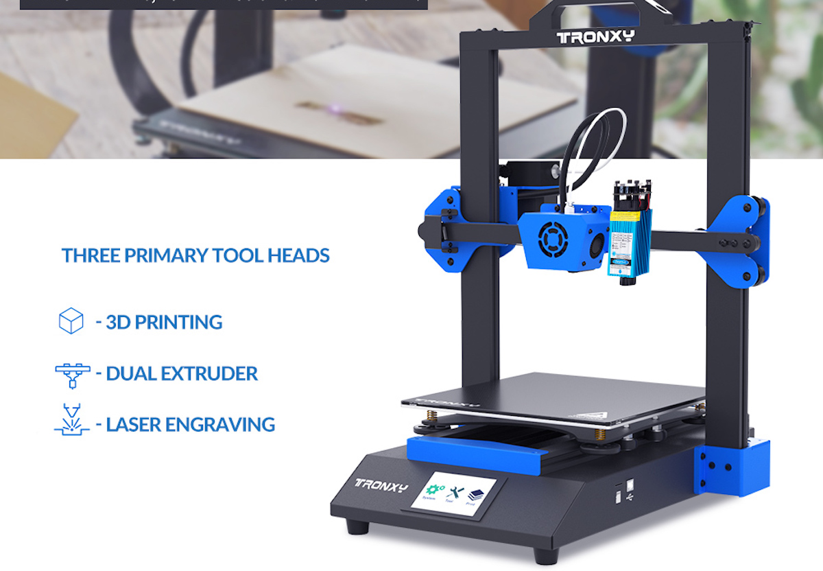 Tronxy XY-3 SE, in offerta la stampante 3D anche con due estrusori e incisore laser