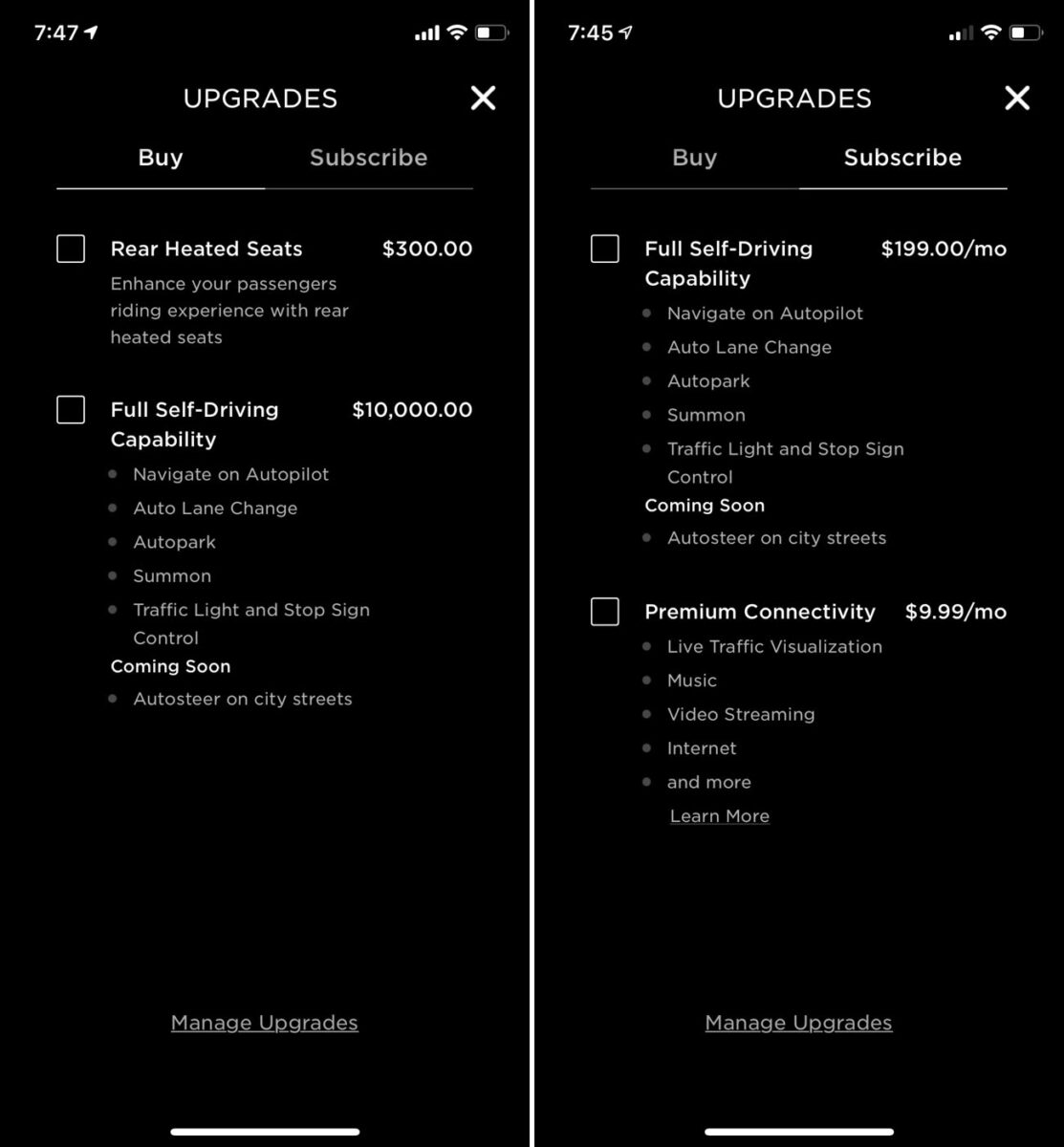 Tesla ha attivato funzionalità in abbonamento per la guida autonoma negli USA Tesla ha attivato funzionalità in abbonamento per la guida autonoma negli USA