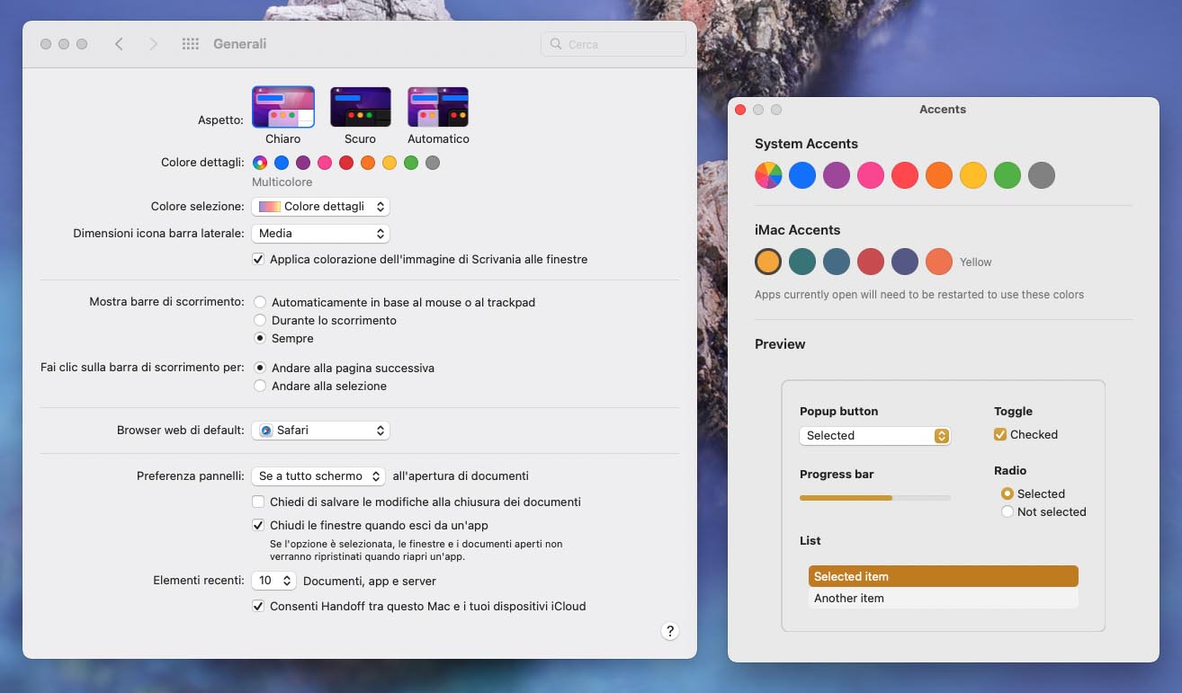 Accents cambia i colori di pulsanti e altri elementi del Mac con i colori degli iMac 24″ M1 Accents cambia i colori di pulsanti e altri elementi del Mac con i colori degli iMac 24″ M1