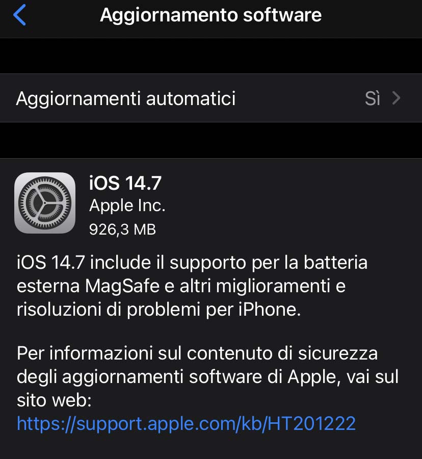 Apple ha rilasciato aggiornamenti a iOS 14.7 e iPadOS 14.7