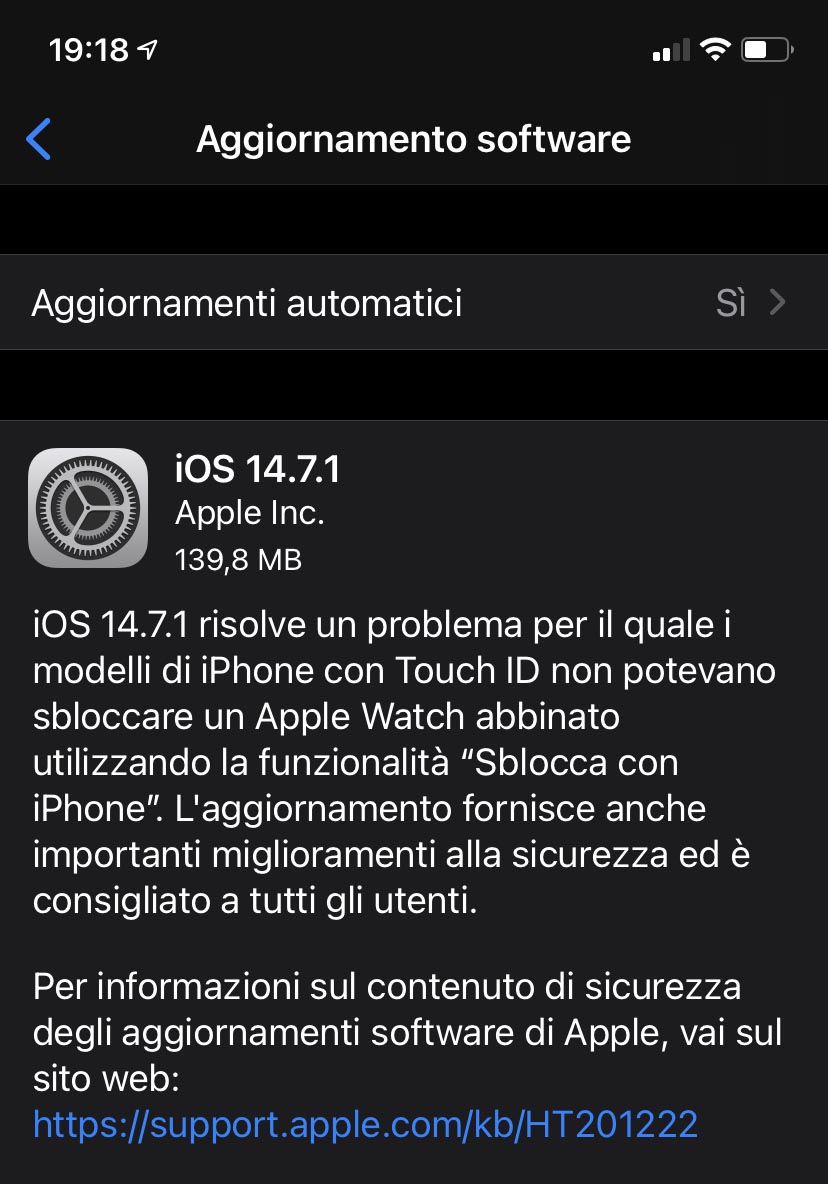 Apple ha rilasciato iOS 14.7.1 e iPadOS 14.7.1