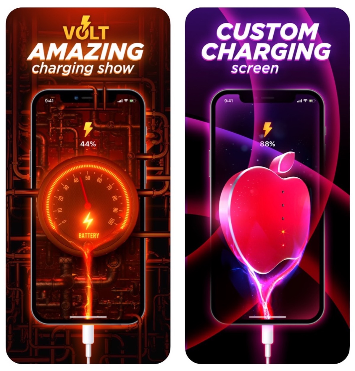 L’app VOLT anima il processo di ricarica di iPhone