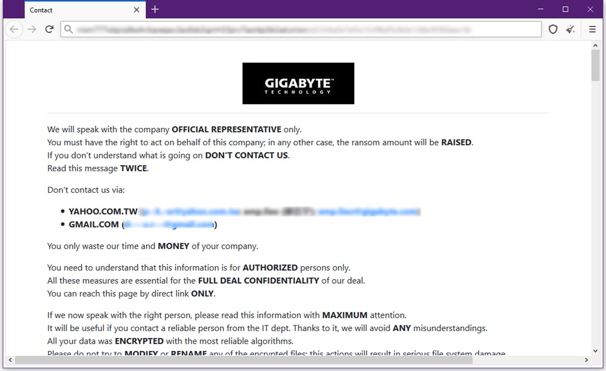 Il produttore di motherboard Gigabyte attaccato da un ransomware