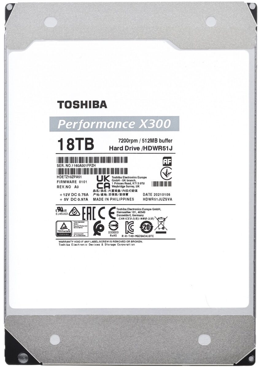Toshiba porta a 18TB la capacità degli hard disk N300 e X300