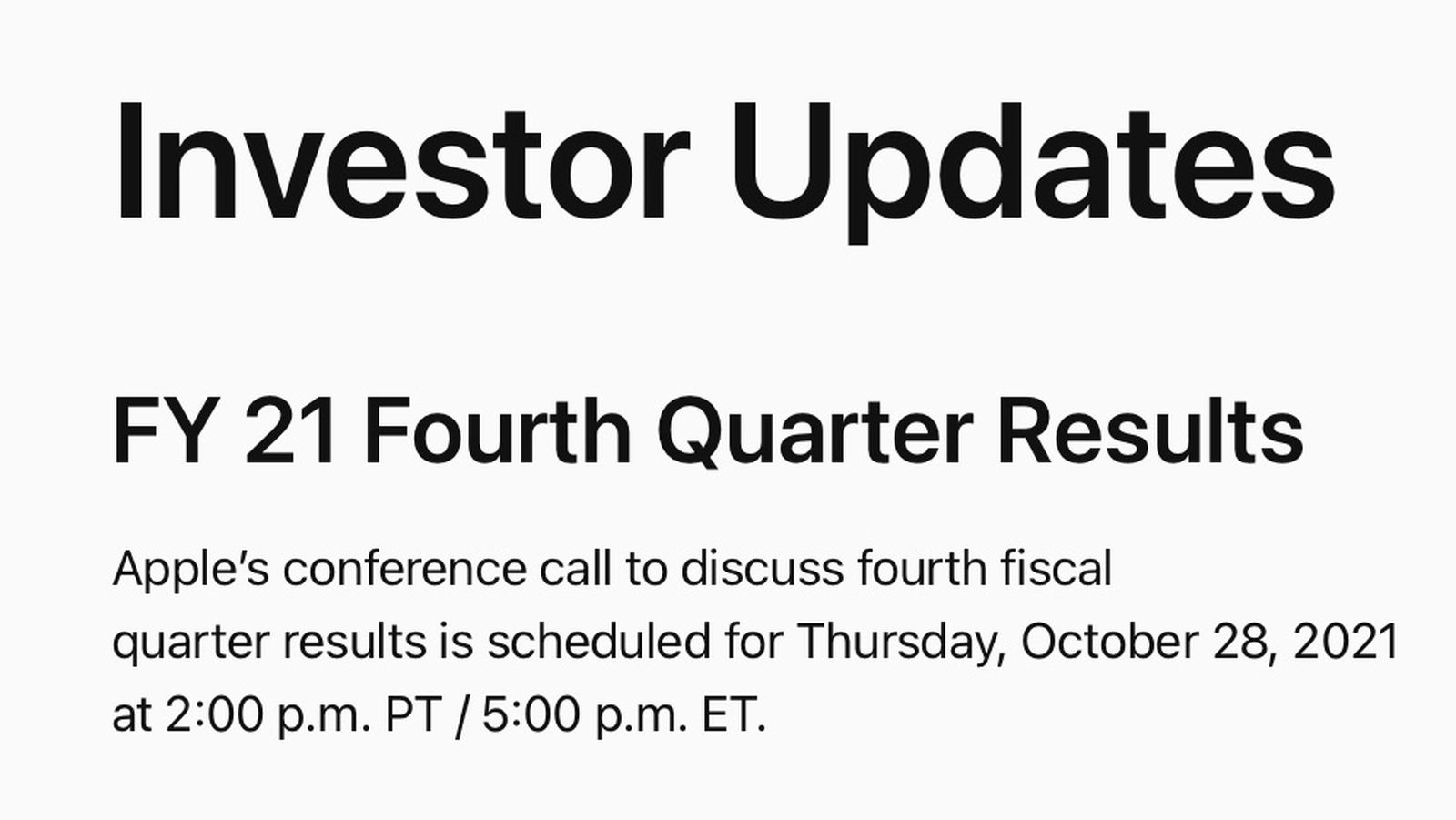 Apple, il 28 ottobre i risultati del quarto trimestre fiscale