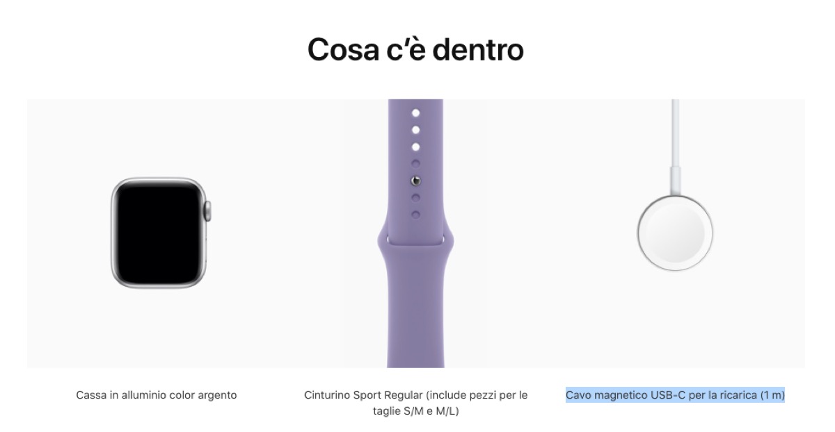 Apple Watch SE ora include il cavo magnetico USB-C