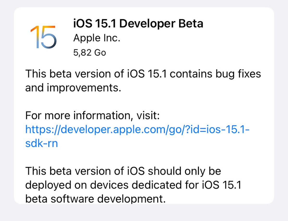 Prima beta di iOS 15.1 e iPadOS 15.1 agli sviluppatori Prima beta di iOS 15.1 e iPadOS 15.1 agli sviluppatori