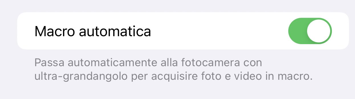 iPhone 13 Pro, con iOS 15.1 possibile disattivare la modalità Macro automatica
