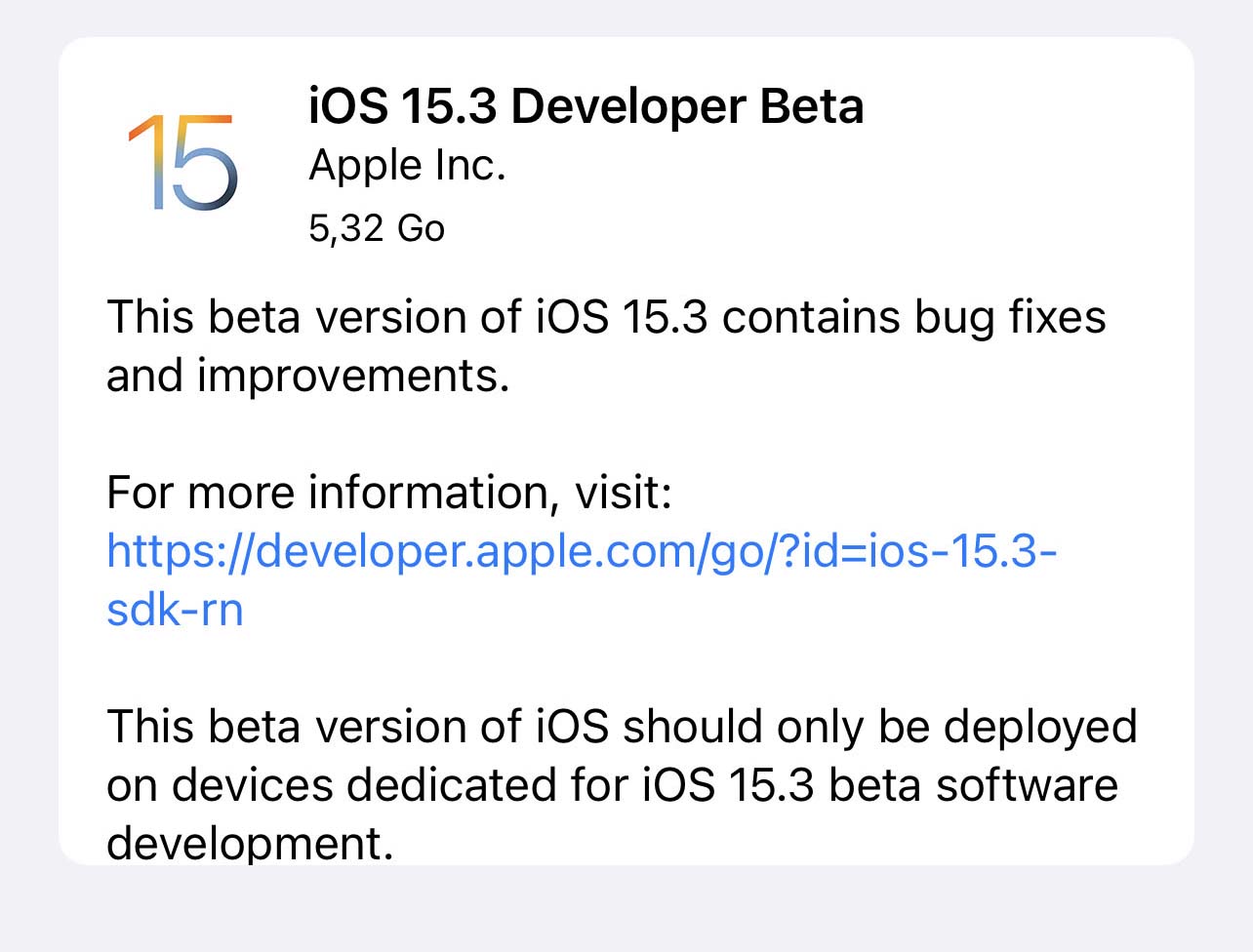 Prima beta di iOS 15.3 e iPadOS 15.3 agli sviluppatori