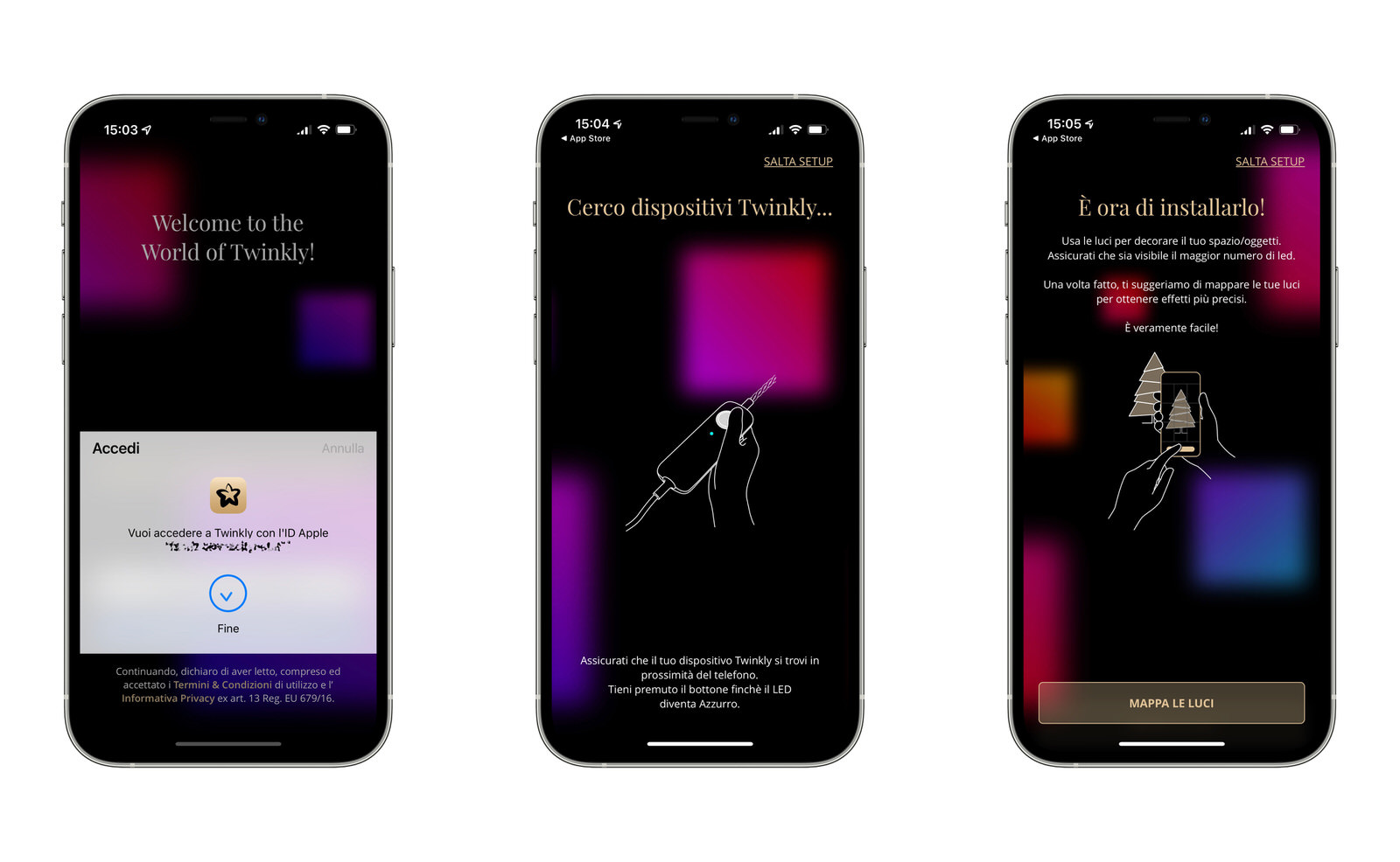 I passaggi per collegare le luci Twinkly