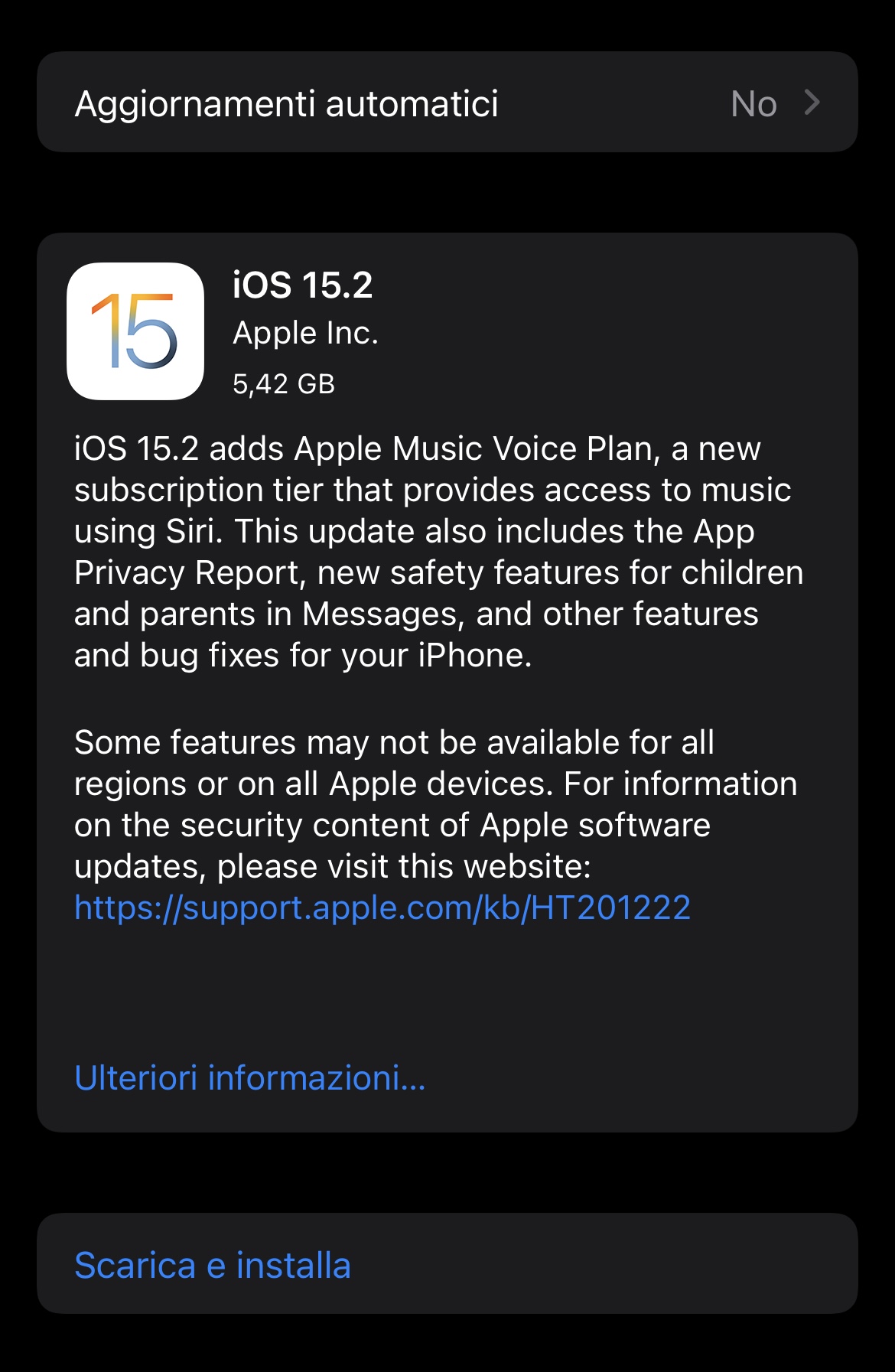 Agli sviluppatori le Release Candidate di iOS 15.2 e iPadOS 15.2