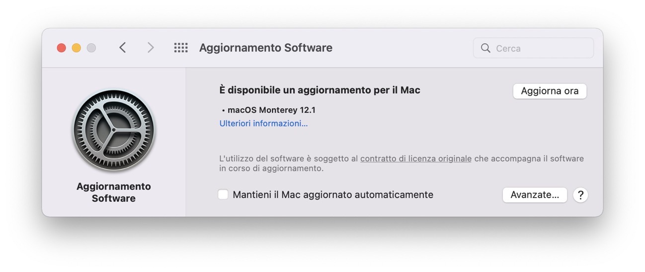 Ad alcuni utenti non compare l’update a macOS 12.1