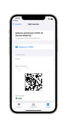 Con iOS 15.4 il green pass si metterà direttamente nel wallet