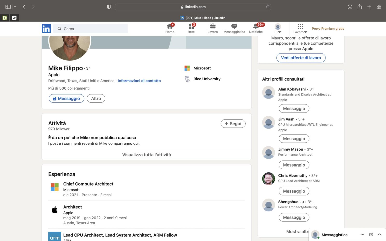 Microsoft ha assunto un ex Chip Architect di Apple