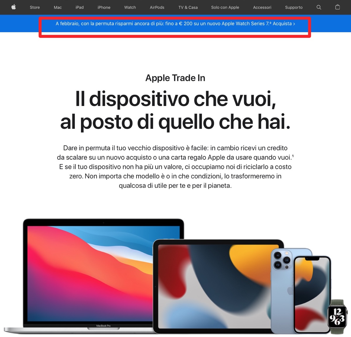 Con Apple risparmi fino a 200 € in permuta per Apple Watch 7