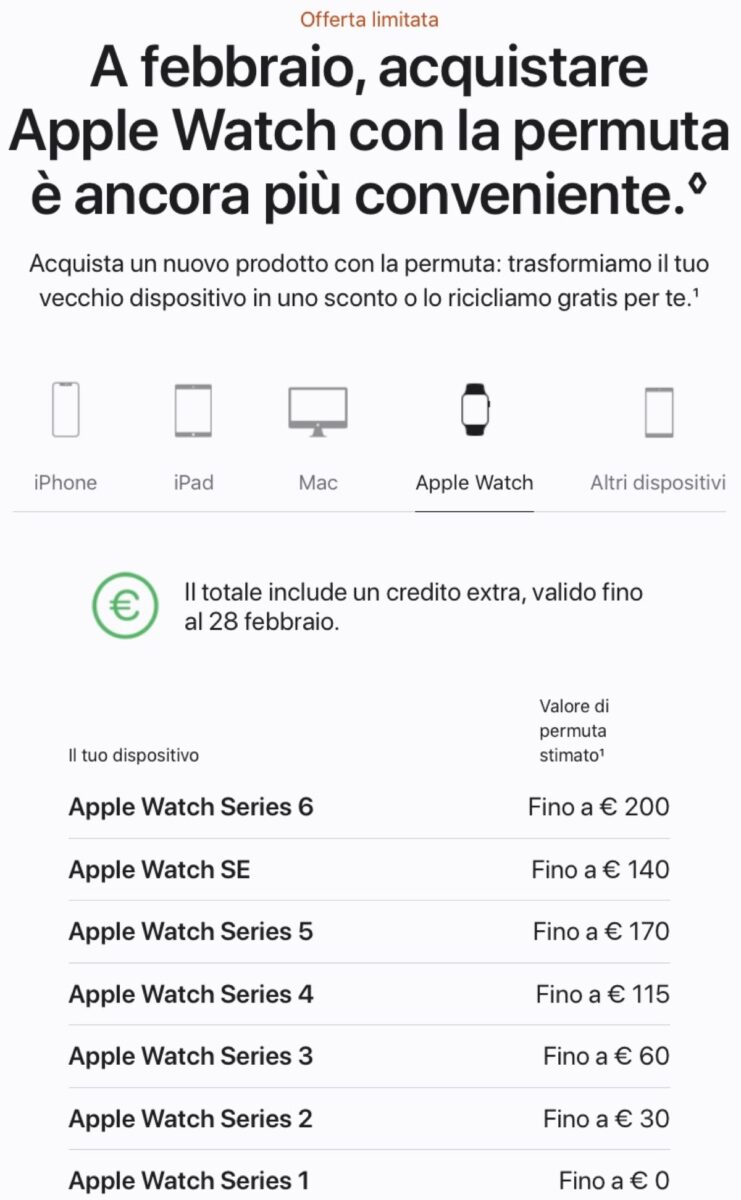 Con Apple risparmi fino a 200 € in permuta per Apple Watch 7