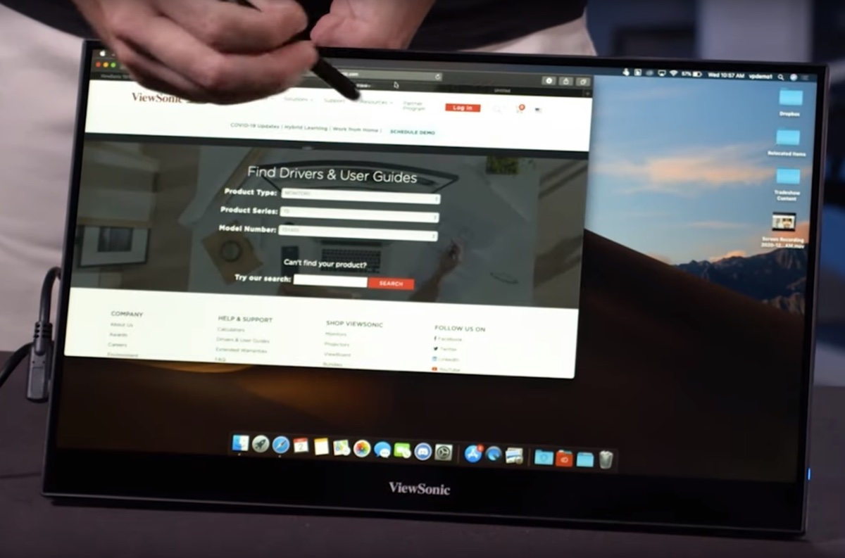 I monitor touch di ViewSonic compatibili con macOS Monterey