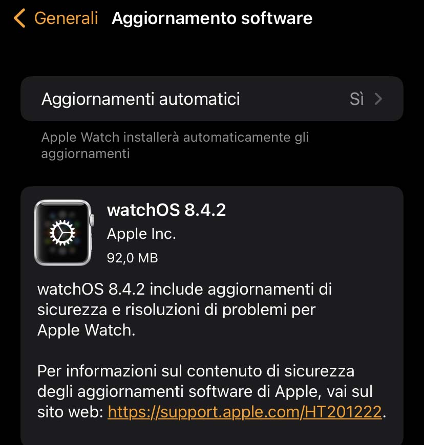 Disponibile watchOS 8.4.2 con soluzioni a bug minori
