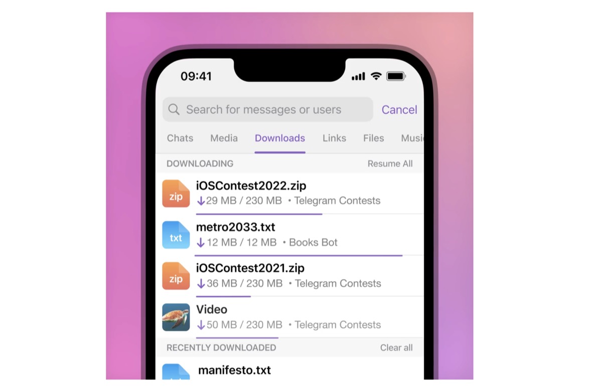 Telegram si aggiorna con gestione download, nuovo menu allegati, dirette streaming e altro