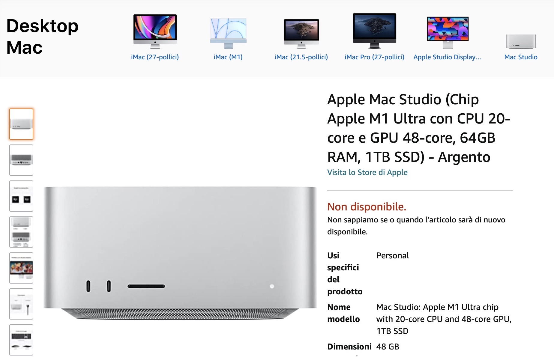Mac Studio sarà disponibile su Amazon? 
