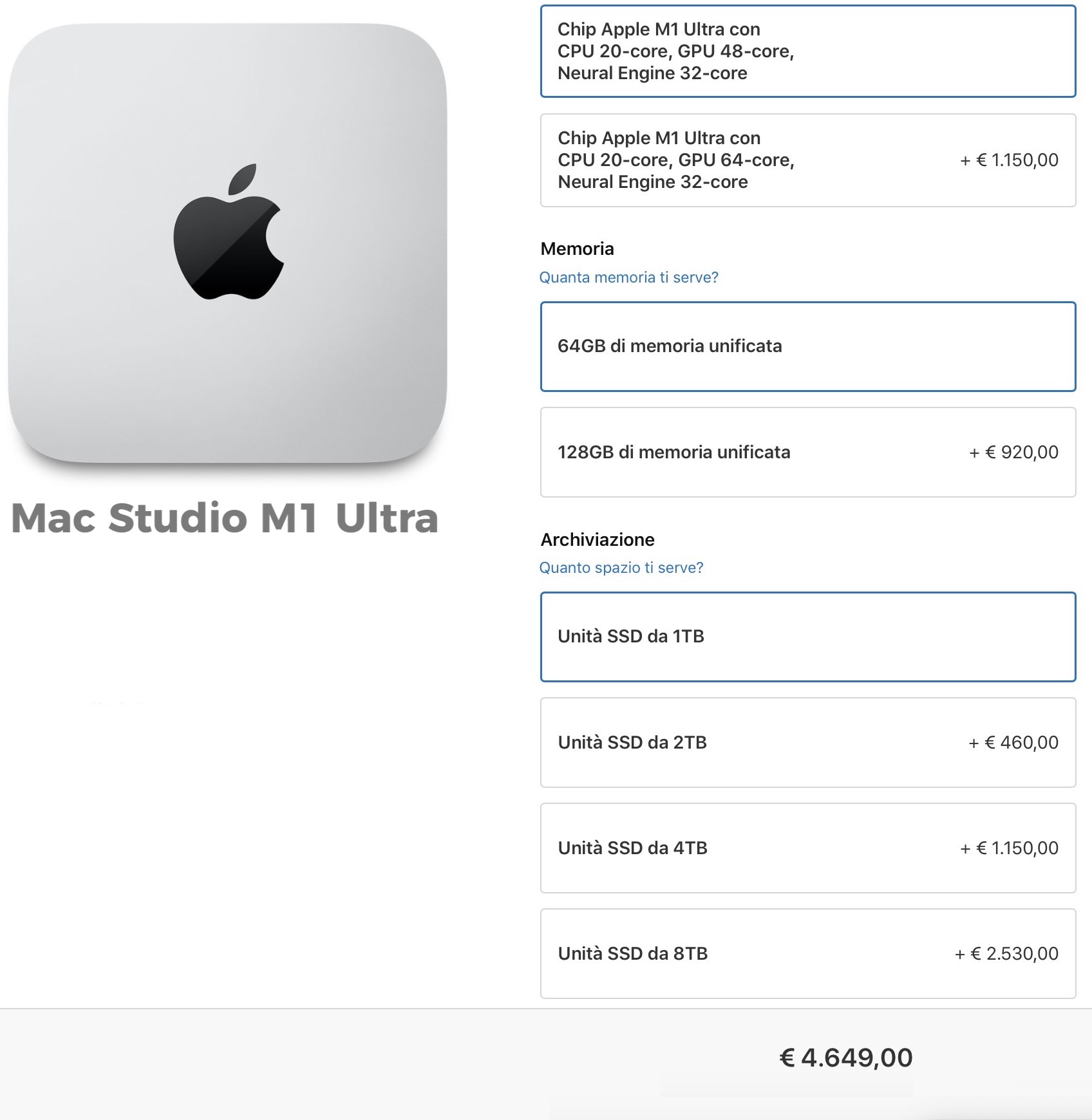 Prezzi Mac Studio, in Italia dal 18 marzo a partire da 2349 euro Prezzi Mac Studio, in Italia dal 18 marzo a partire da 2349 euro