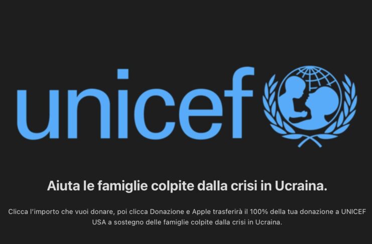 Apple, un banner sulla home page per aiutare le famiglie ucraine