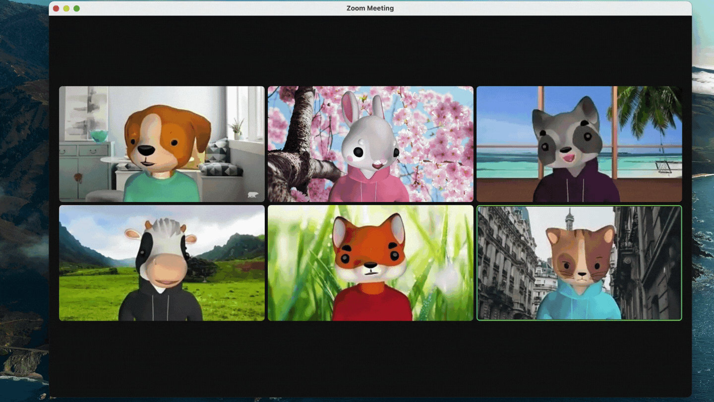 Zoom, avatar animali come Animoji nelle videochiamate