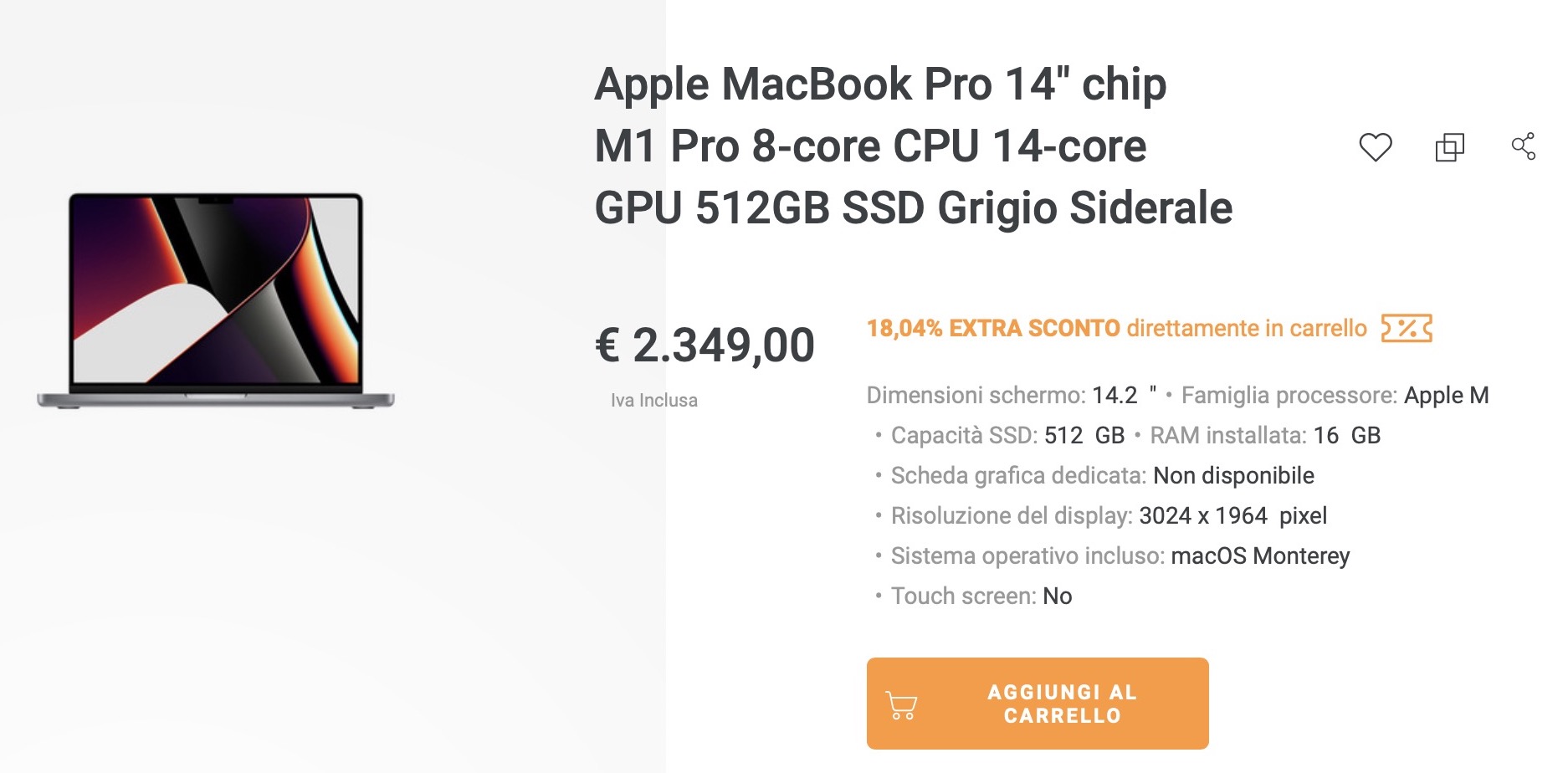 Da Unieuro MacBook Pro con sconti mai visti, MacBook Pro 14″ da 1792€, 16″ da 2081€