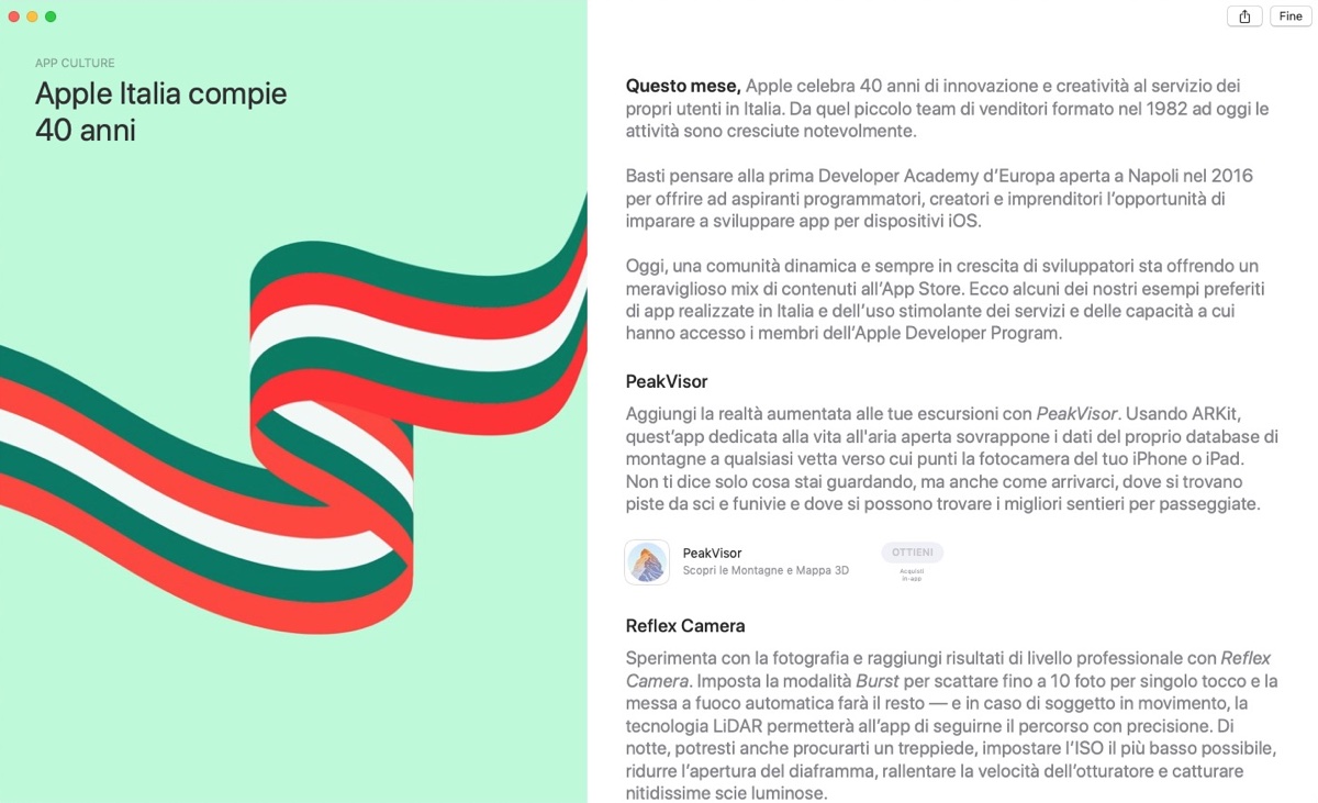 Apple celebra 40 anni in Italia su App Store