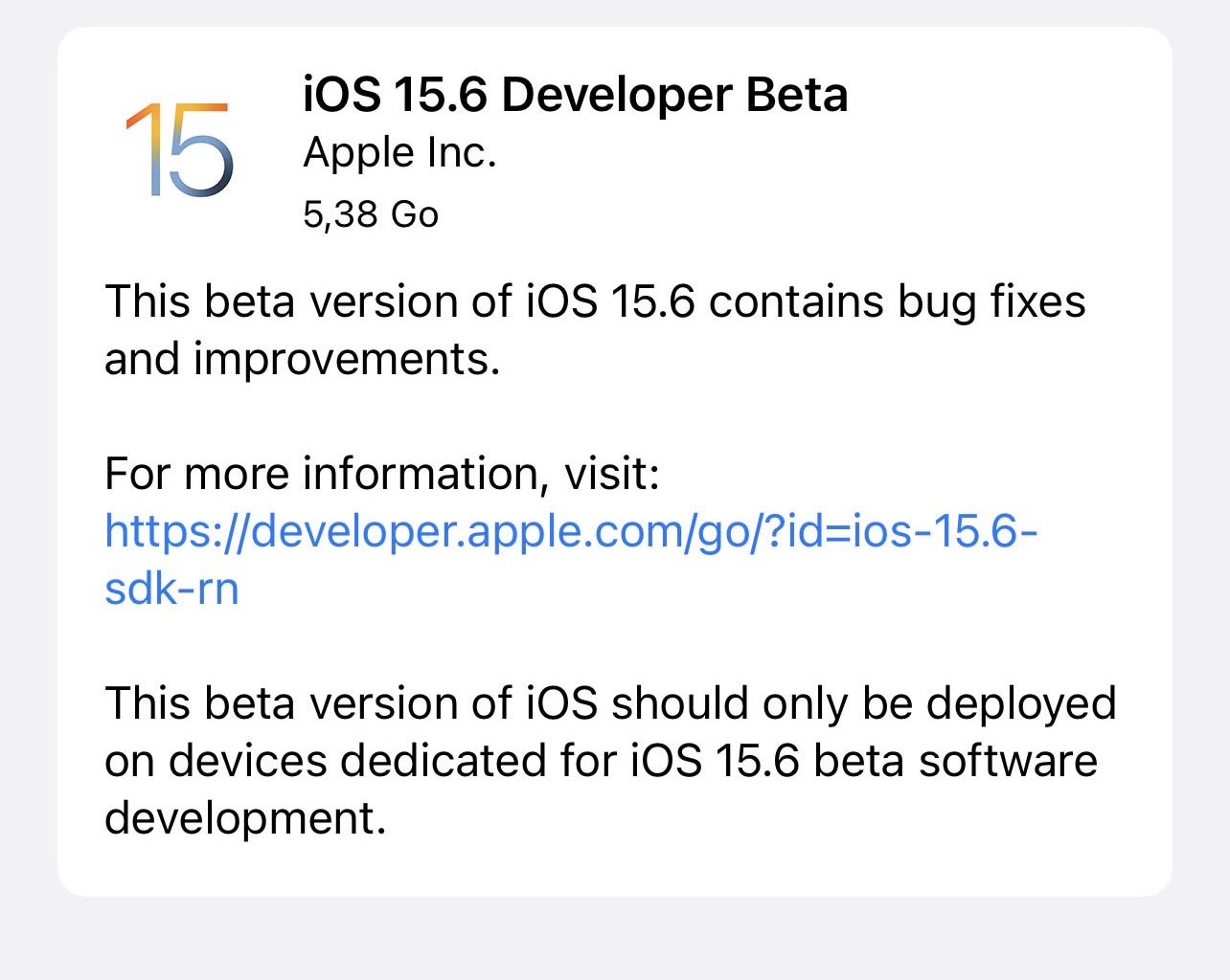 La beta 1 di iOS 15.6 e iPadOS 15.6 agli sviluppatori