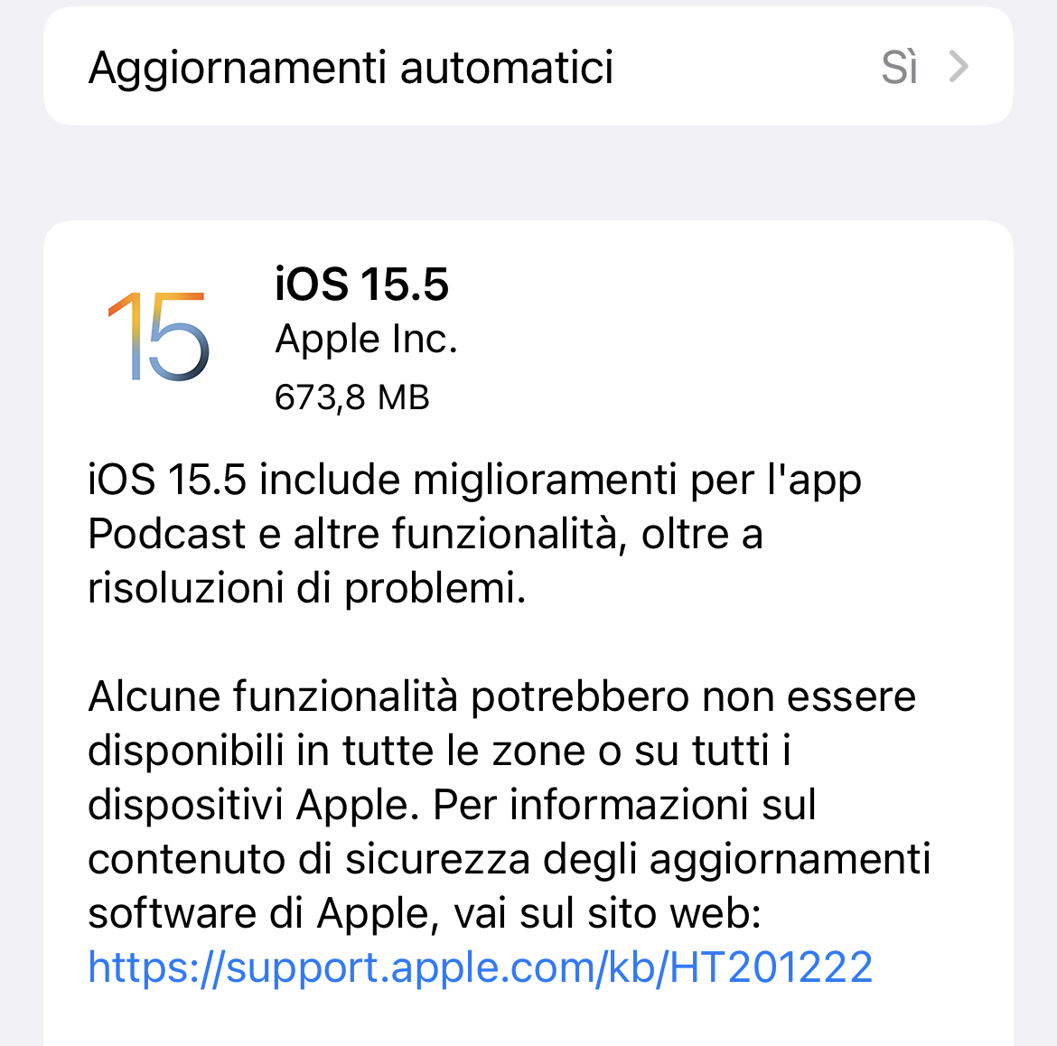 Disponibile aggiornamento a iOS 15.5 e iPadOS 15.5