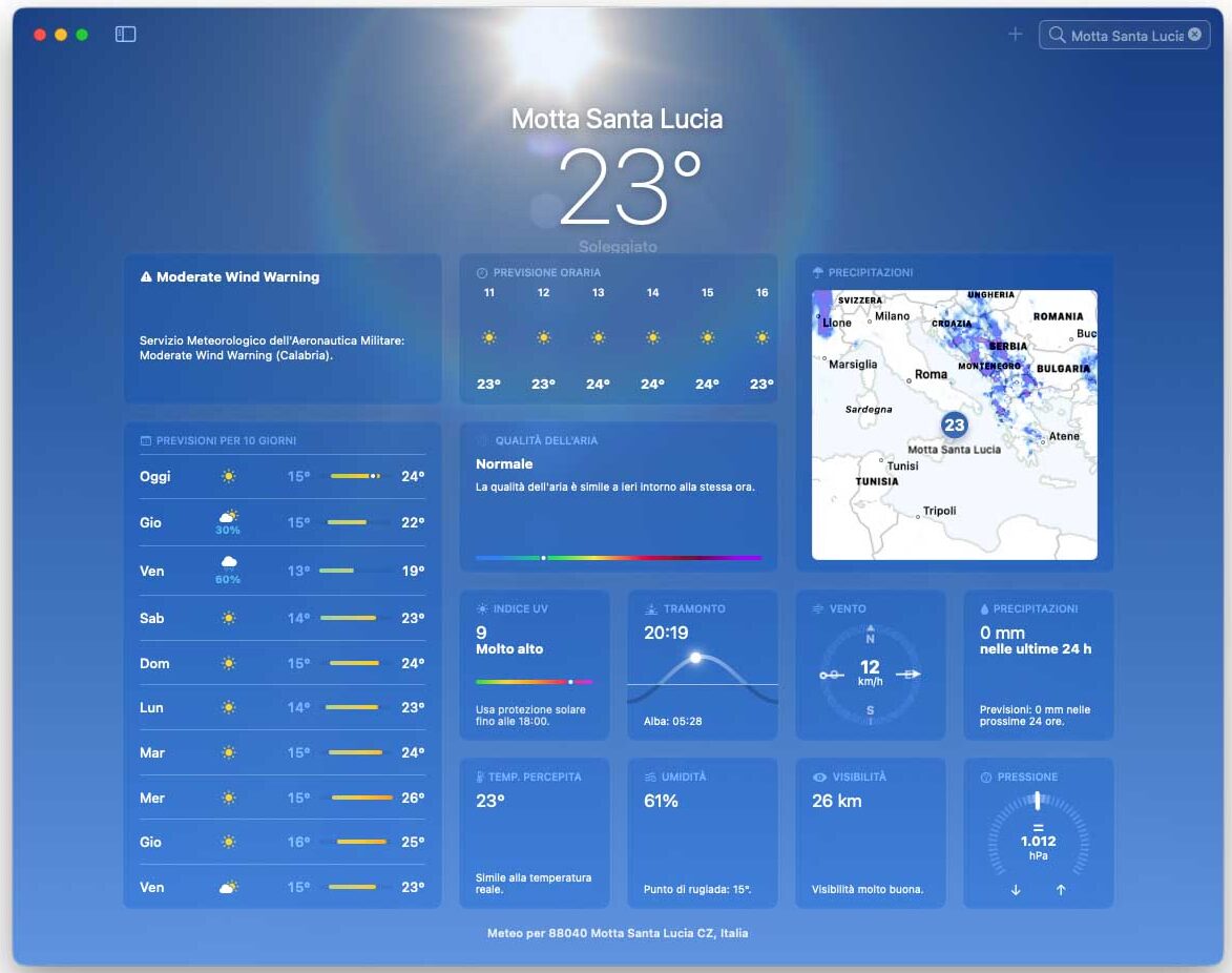 L&#8217;app Meteo su macOS Ventura e iPadOS 16