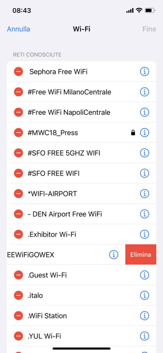 iOS 16 e macOS Ventura, ancora più facile dissociare le reti Wi–Fi recenti