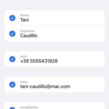iOS 16 permette di condividere un contatto scegliendo quali campi inviare