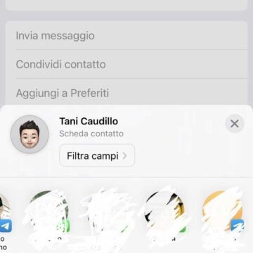 iOS 16 permette di condividere un contatto scegliendo quali campi inviare