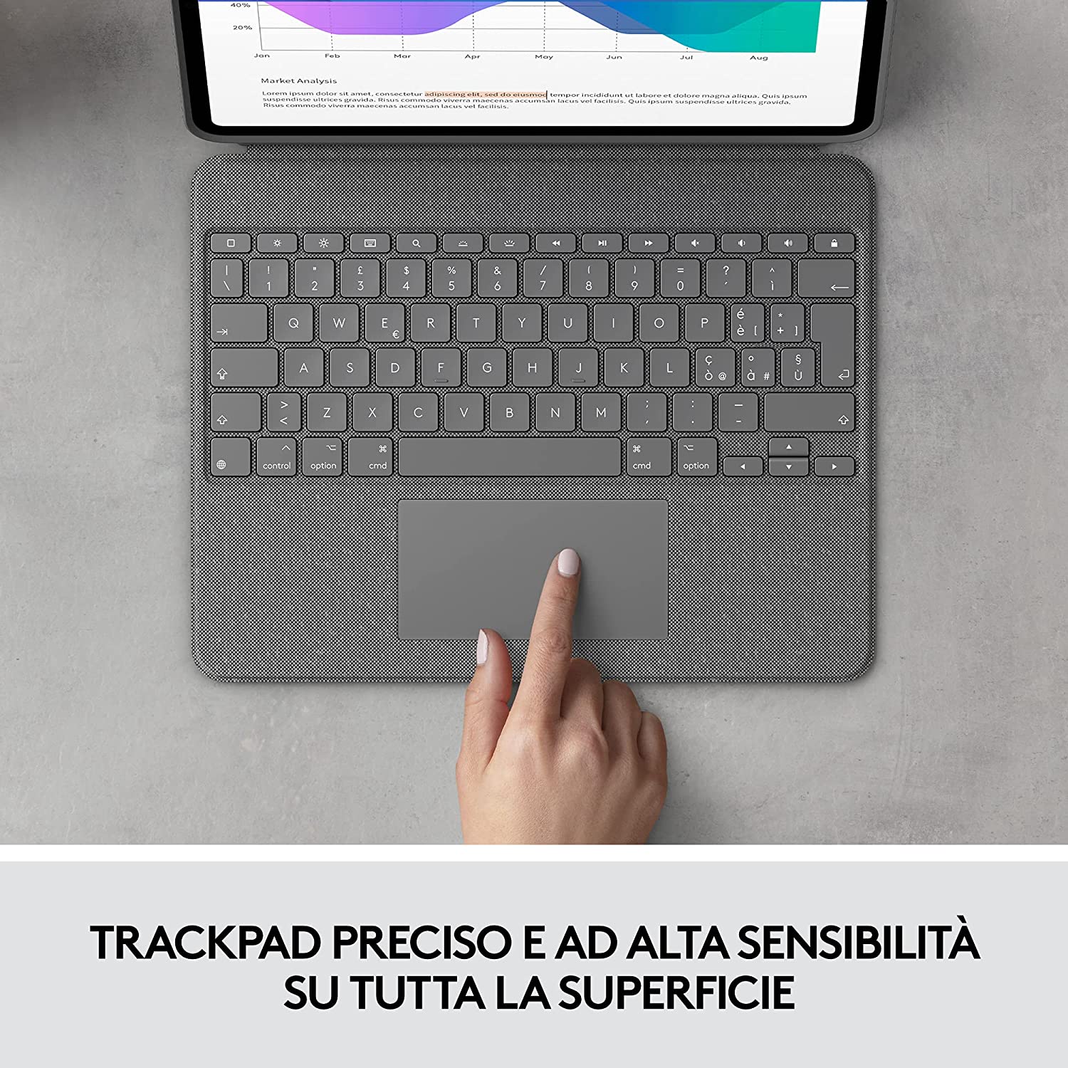 Supersconto tastiera Logitech Combo Touch per iPad 12,9″, solo 170 €