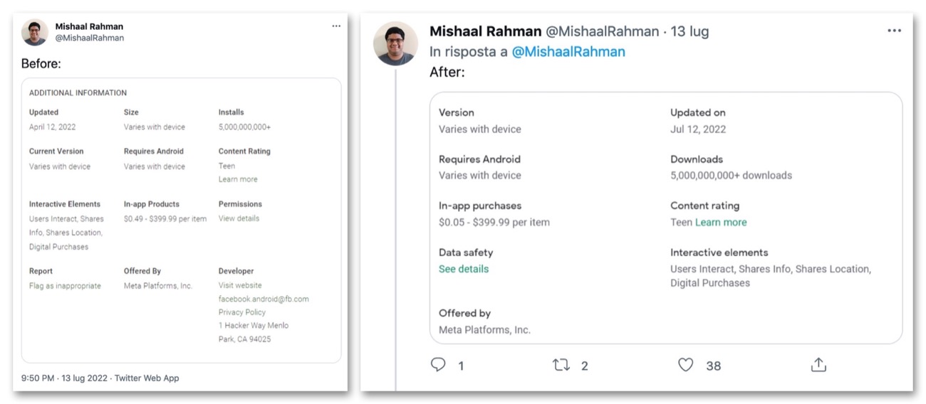 google play store permessi