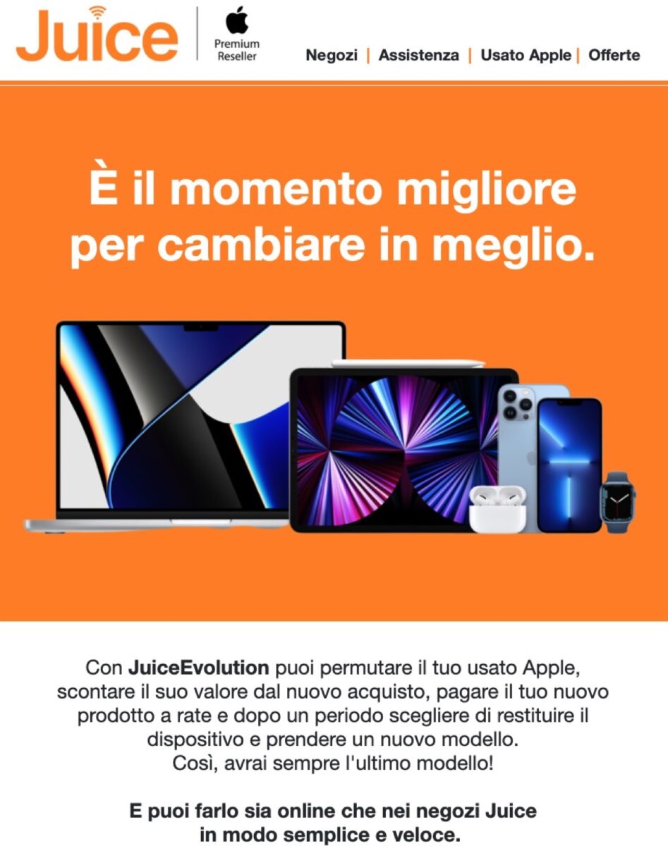 Con JuiceEvolution iPhone, iPad, Mac e Watch sono sempre nuovi