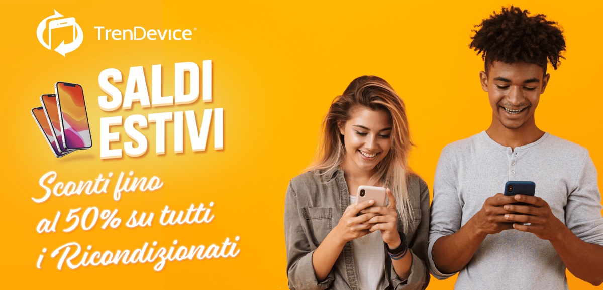 Saldi Estivi: fino a -50% di sconto su iPhone, iPad e Mac Ricondizionati su TrenDevice Saldi Estivi: fino a -50% di sconto su iPhone, iPad e Mac Ricondizionati su TrenDevice